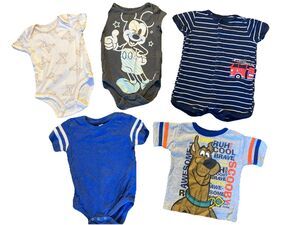 Boys 9-12 Month Summer Short Sleeve Romper/Bodysuits/Shirt Bundle (5 PCs)